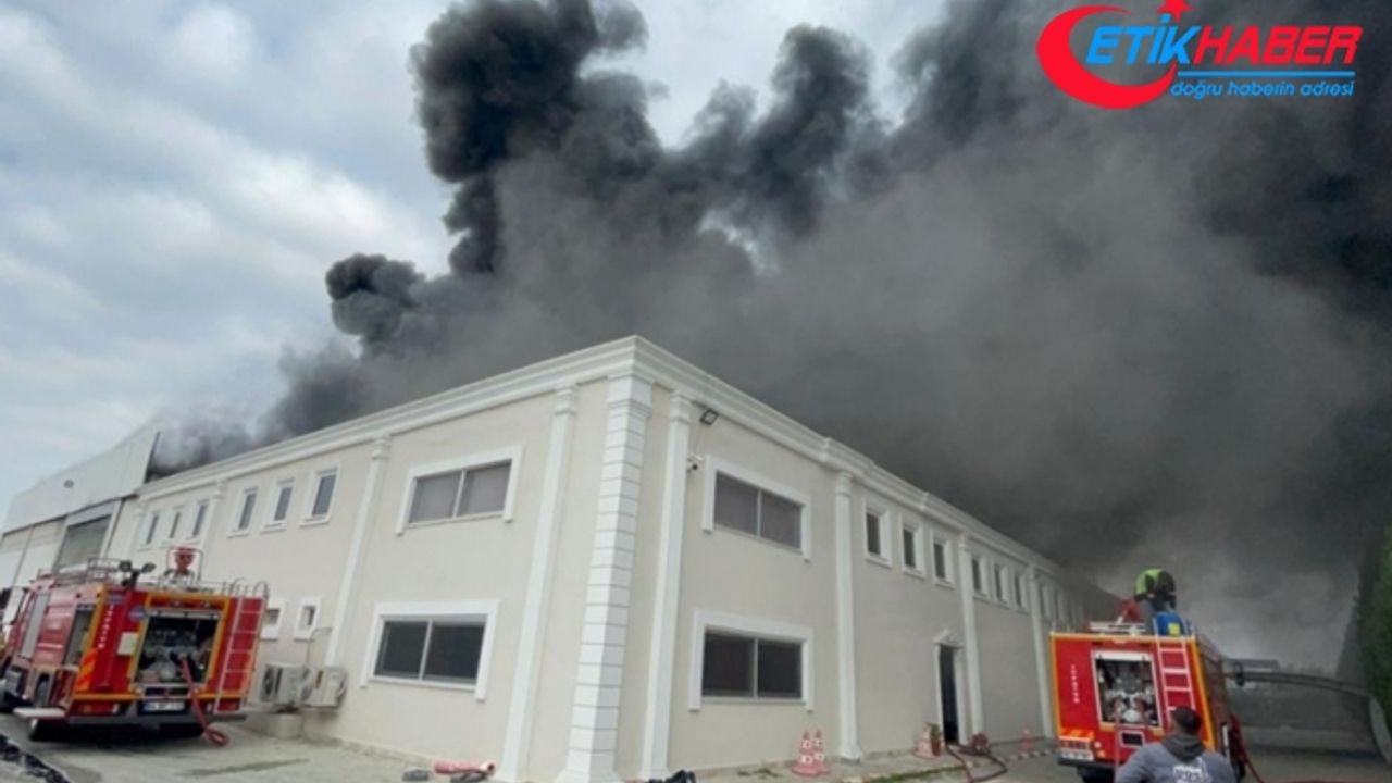 Uşak'ta tekstil fabrikasında çıkan yangına müdahale ediliyor