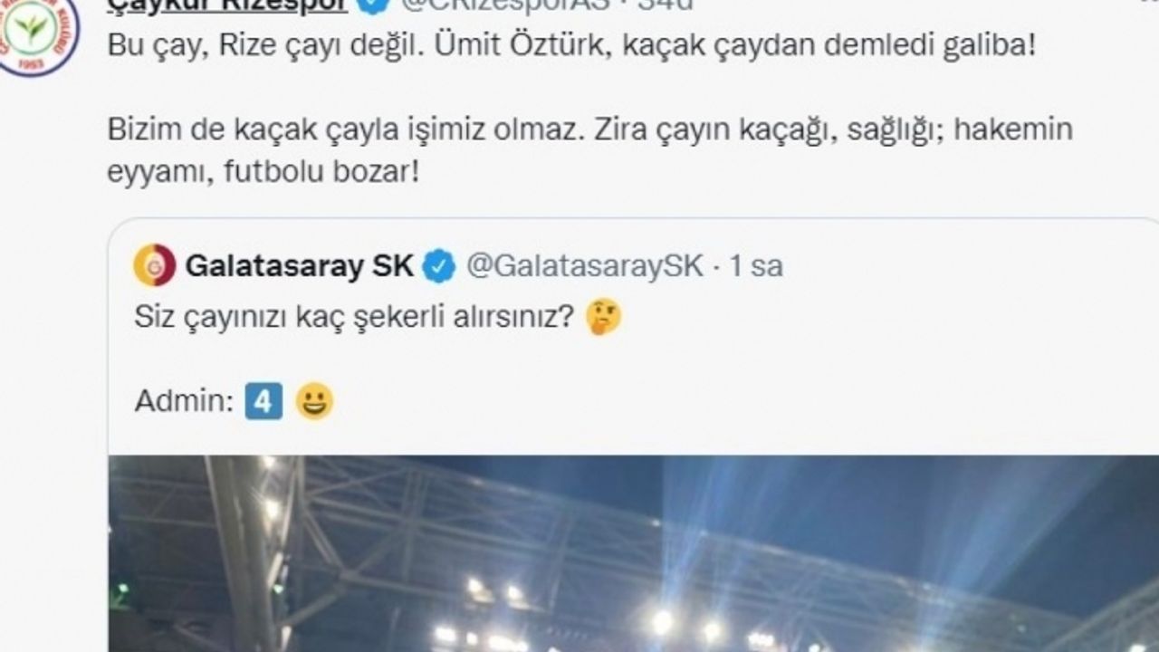 Çaykur Rizespor’dan Galatasaray’a hakem göndermesi