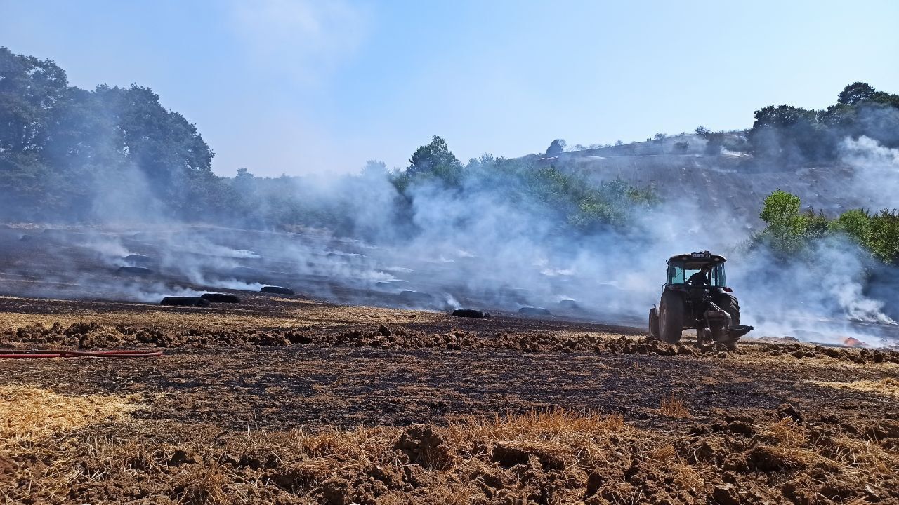 Kocaeli'de tarım arazisinde çıkan yangın ormanlık alana sıçramadan söndürüldü