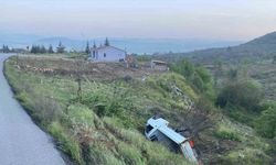 Kontrolden çıkan kamyonet şarampole yuvarlandı sürücüsü yaralandı