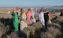 Rus turistler Tekirdağ’da mor lavanta tarlalarına hayran kaldı