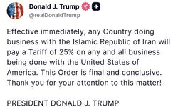 Trump'tan İran ile iş yapan ülkelere yaptırım kararı: 'Yüzde 25 gümrük vergisi uygulanacak'