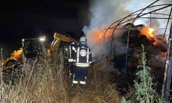 İzmit'te sera yangını: 800 saman balyası küle döndü