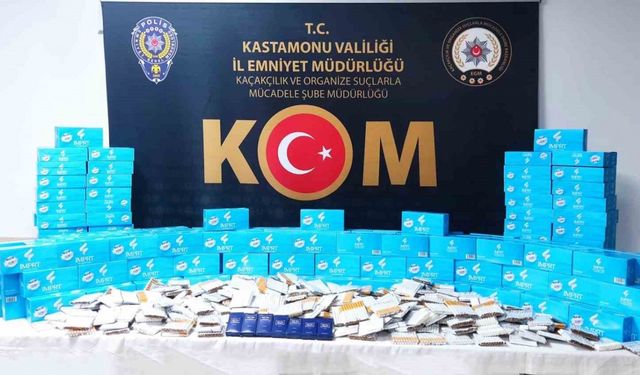 Kastamonu’da 56 bin 400 adet makaron ele geçirildi