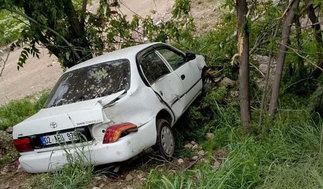 Otomobil şarampole yuvarlandı