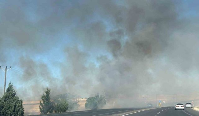 Anız yangını saman balyalarını küle çevirdi