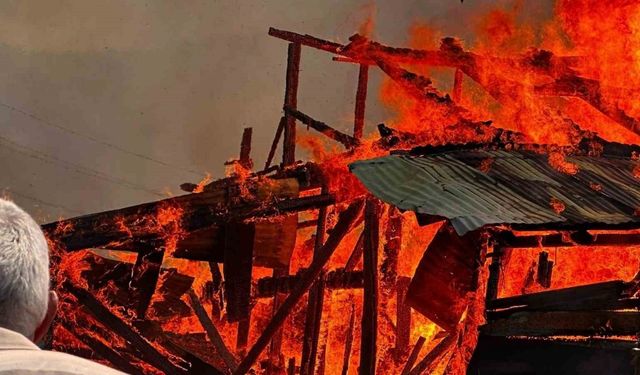 Çöplükte çıkan yangın 5 samanlığı küle çevirdi