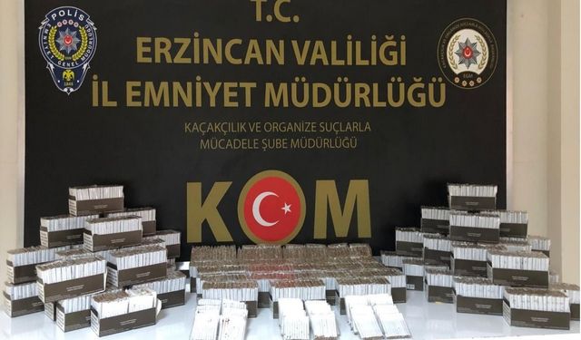 Erzincan’da 990 paket içi tütün doldurulmuş makaron ele geçirildi