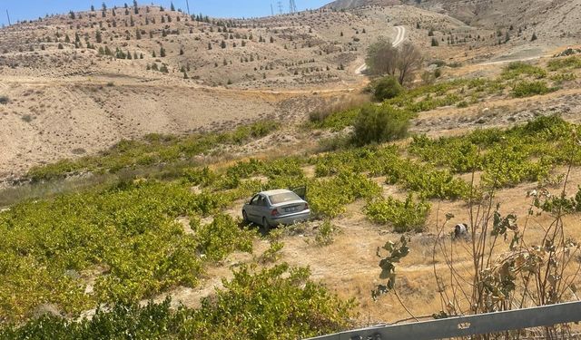 Malatya’da kontrolden çıkan araç üzüm bağına uçtu: 2 yaralı
