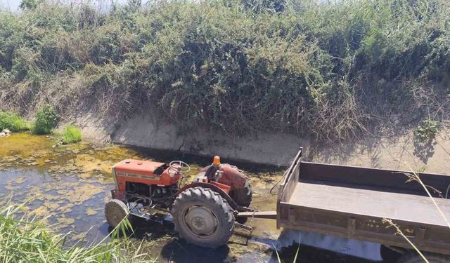 Sulama kanalına devrilen traktörün sürücüsü hayatını kaybetti