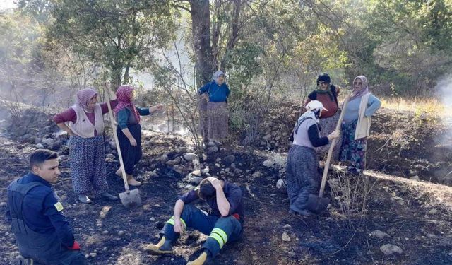 Bozkır’da kuru otlarla kaplı arazideki yangın büyümeden söndürüldü
