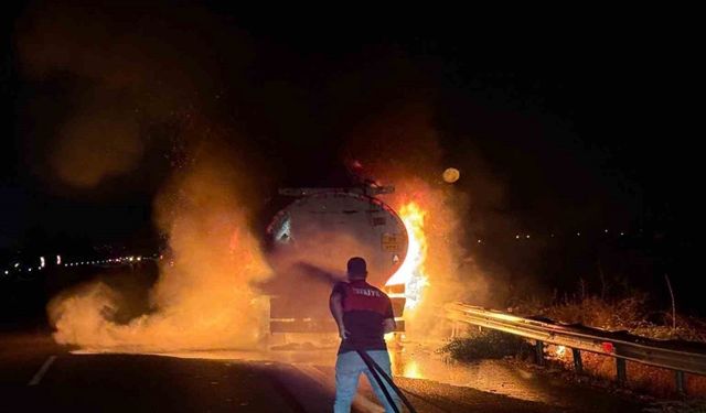 Osmaniye’de akaryakıt yüklü tanker alev aldı