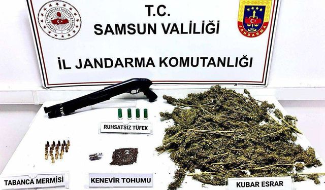Samsun'da evinde 2,5 kilogram esrar ele geçirilen zanlı gözaltına alındı