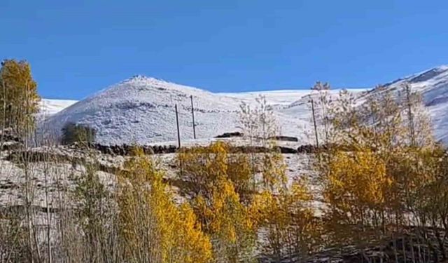 Hamur’daki Karlıca köyünde dağlar karla kaplandı, kartpostallık manzaralar oluştu