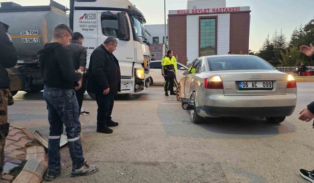 Kulu’da tanker ile otomobil çarpıştı, kaza ucuz atlatıldı