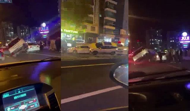 Diyarbakır’da ilginç kaza: Araç, başka bir aracın üzerine çıktı