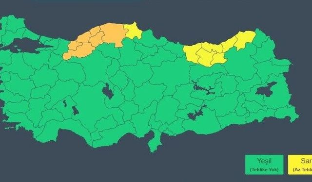 Sinop'un batısı için sarı kodlu kar alarmı