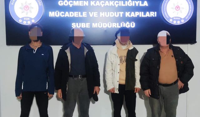 Bursa'da 13 düzensiz göçmen ve 4 organizatör yakalandı