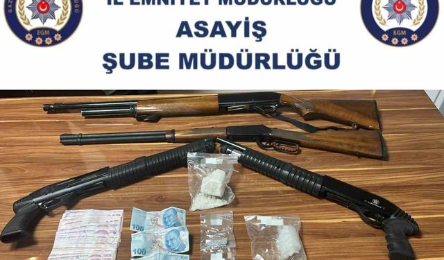 Gaziantep'te 4 adet ruhsatsız tüfek ile uyuşturucu madde ele geçirildi: 4 gözaltı