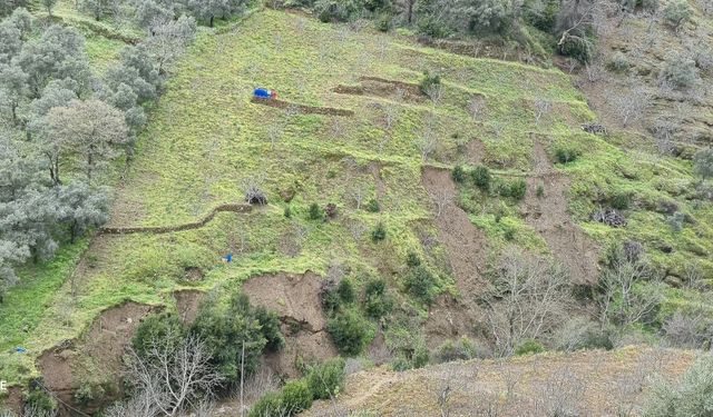 Aydın'da sağanak yağışlar sonrası dağlarda heyelan oluştu
