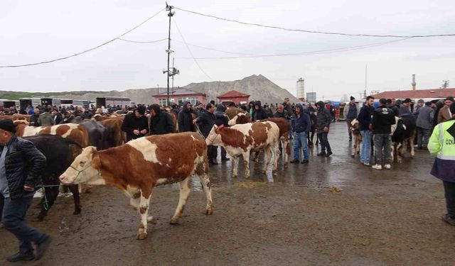 Yağışlı havaya aldırış etmeyen üreticiler ve alıcılar bu pazarda buluşuyor
