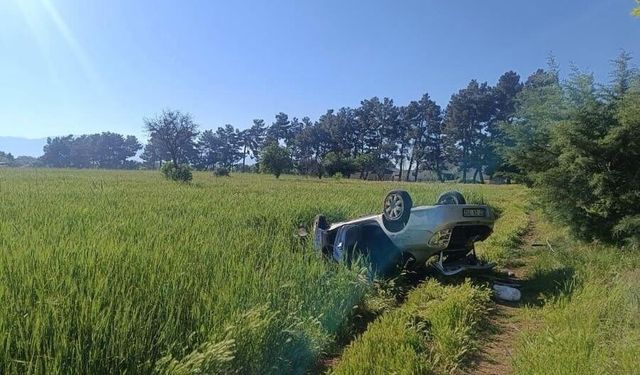 Köpeğe çarpmamak için manevra yapan otomobil tarlaya uçtu: 1 ölü, 2 yaralı