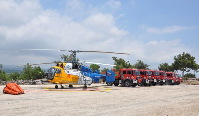 Mersin'de helikopter destekli orman yangını tatbikatı yapıldı
