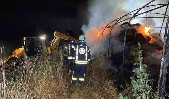 İzmit'te sera yangını: 800 saman balyası küle döndü