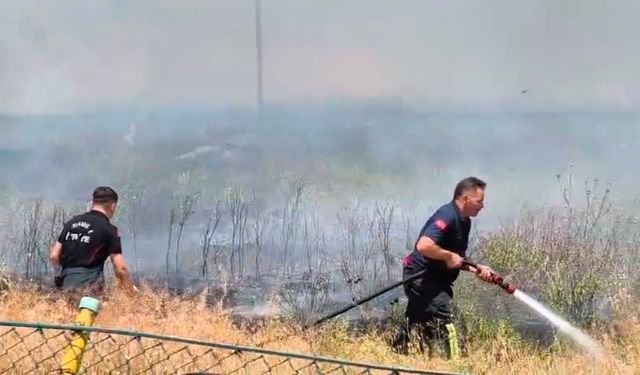 Anız yangınında zamanında müdahale dükkanları korudu