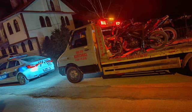 Mudurnu'da kural tanımaz motosikletlilere geçit yok: 2 araç trafikten men edildi