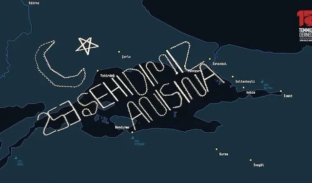 15 Temmuz'un 253 şehidi anısına gökyüzüne yazı yazıldı