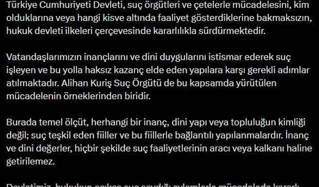 Bakan Gürlek: 'İnanç ve dini değerler, hiçbir şekilde suç faaliyetlerinin aracı veya kalkanı haline getirilemez'