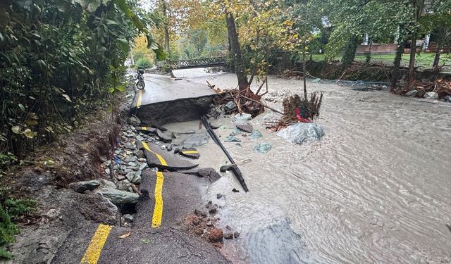 Sapanca'da sağanakla çöken yollar, yıkılan köprüler hasarın boyutunu ortaya koydu