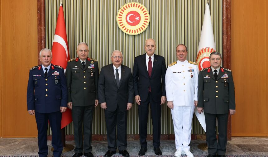 TBMM Başkanı Kurtulmuş'un Milli Savunma Bakanı Güler ve beraberindeki TSK komuta kademesini kabulü
