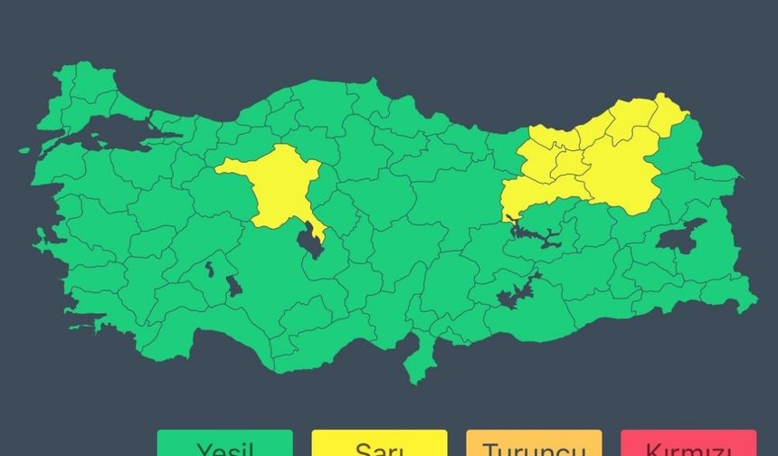 İçişleri Bakanlığı’ndan 9 il için sarı kodlu uyarı