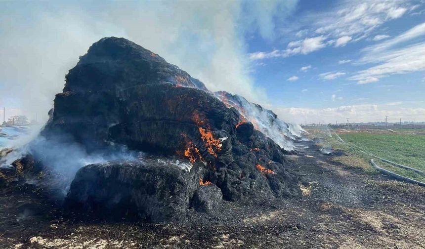 Karaman’da 300 ton saman balyası kül oldu