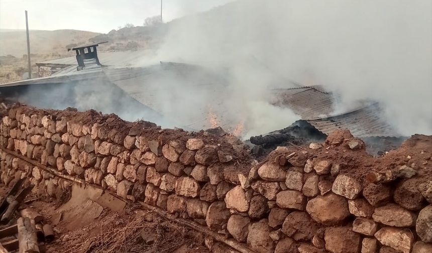 Erzurum'da samanlık ve ahırda çıkan yangında 21 büyükbaş hayvan telef oldu