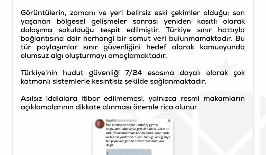 DMM: 'İran sınırından Türkiye'ye kaçak giriş yapıldığı iddiasıyla paylaşılan görüntüler dezenformasyon içermektedir'