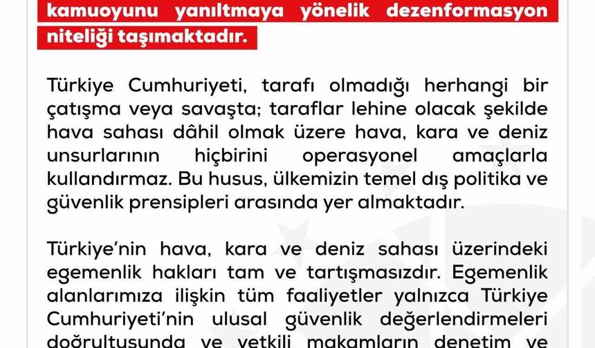 DMM: 'Türkiye'nin İran'a yönelik son saldırılara destek verdiği yönündeki iddialar tamamen asılsızdır'