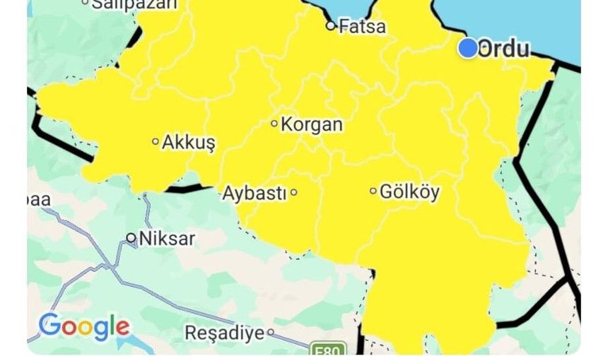 Ordu için sarı kodlu fırtına uyarısı