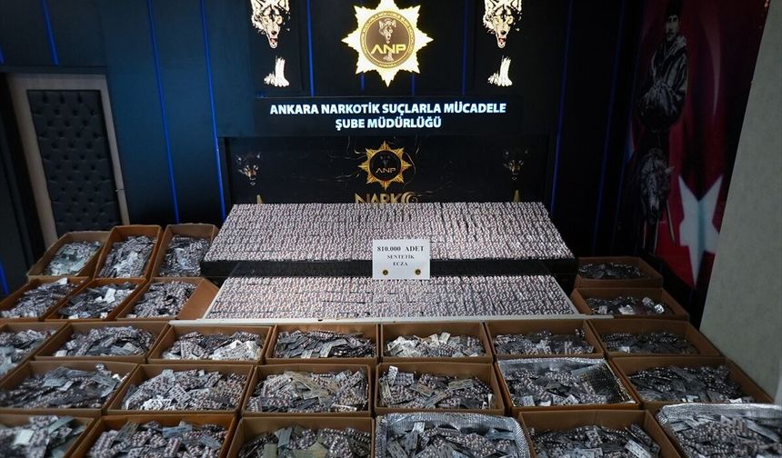 Ankara'da düzenlenen operasyonda 810 bin uyuşturucu hap ele geçirildi, 2 şüpheli tutuklandı