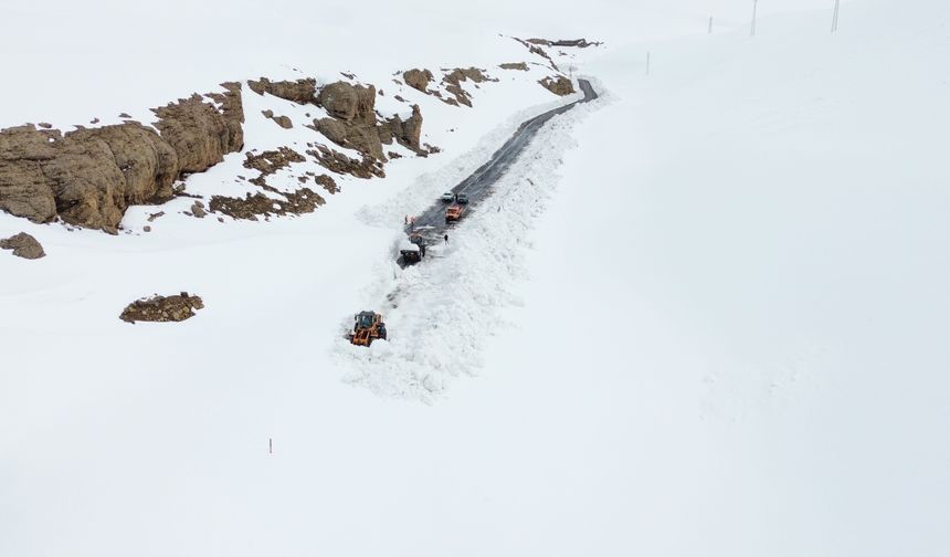 Van-Bahçesaray kara yolunda karla mücadele çalışmaları sürüyor