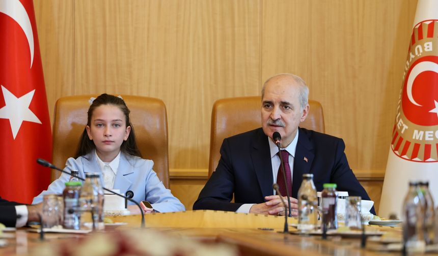 TBMM Başkanı Kurtulmuş, Milli Eğitim Bakanı Tekin ve beraberindeki çocukları kabul etti: