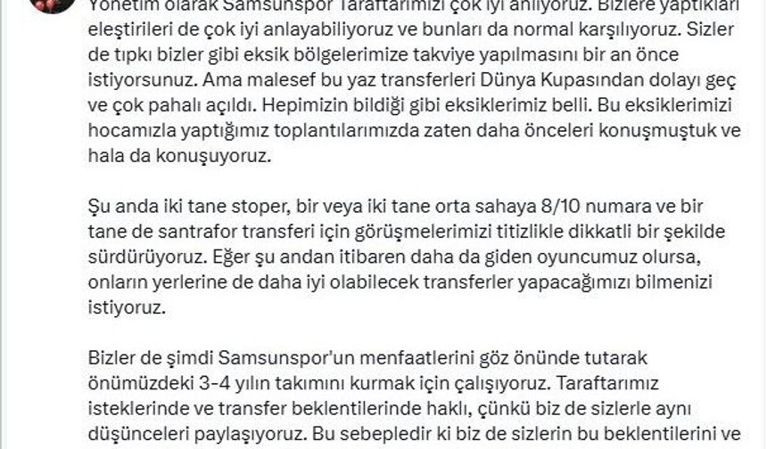 Yüksel Yıldırım: '2-3 yıl içinde ligin ilk 5'inde kalıcı olacağız'