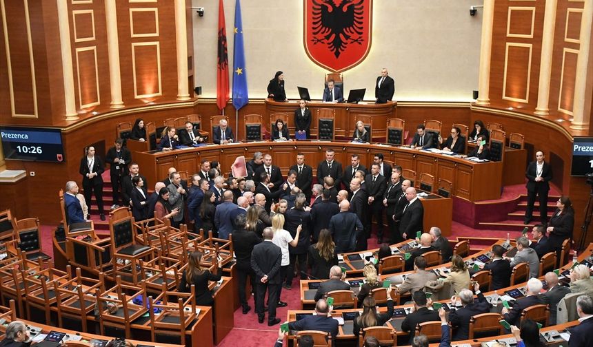 Arnavutluk'ta, ülkedeki gösterilerin gündeme alınması talebi mecliste arbedeye sebep oldu